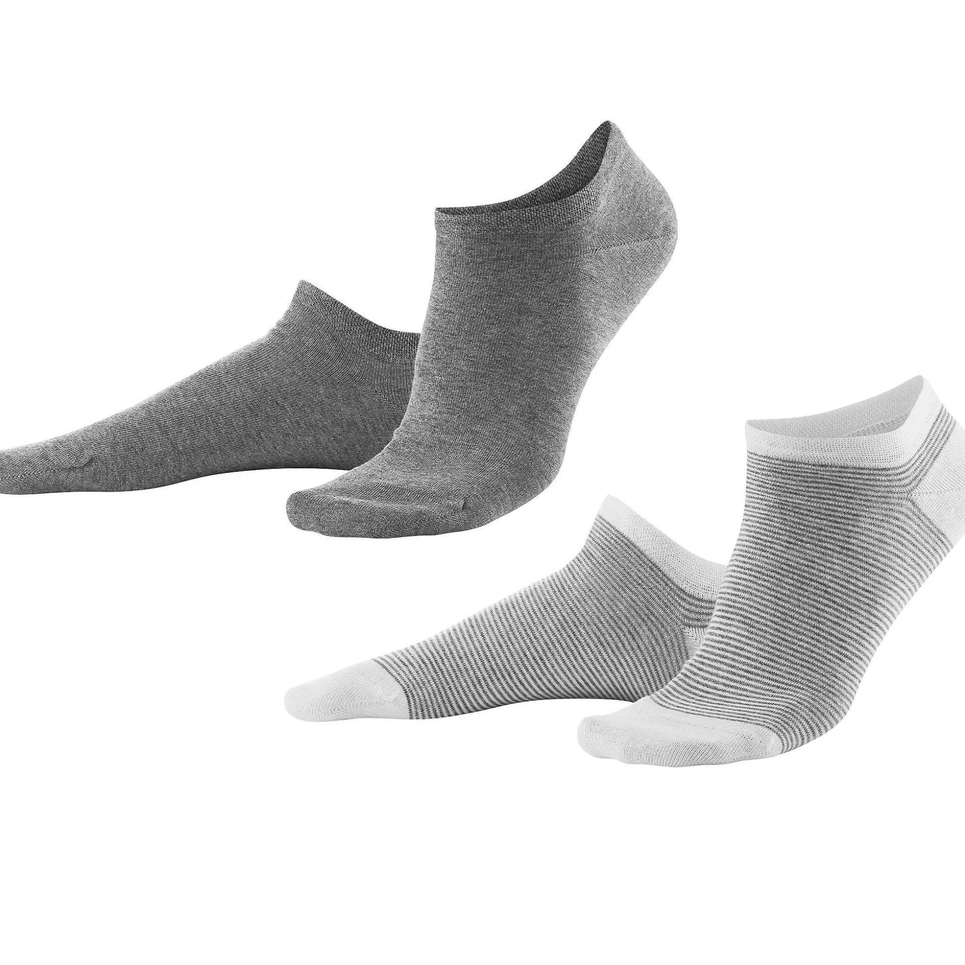 LIVING CRAFTS Abby – Sneaker-Socken, 2Er-Pack Steingrau Melange/Weis Best Sale