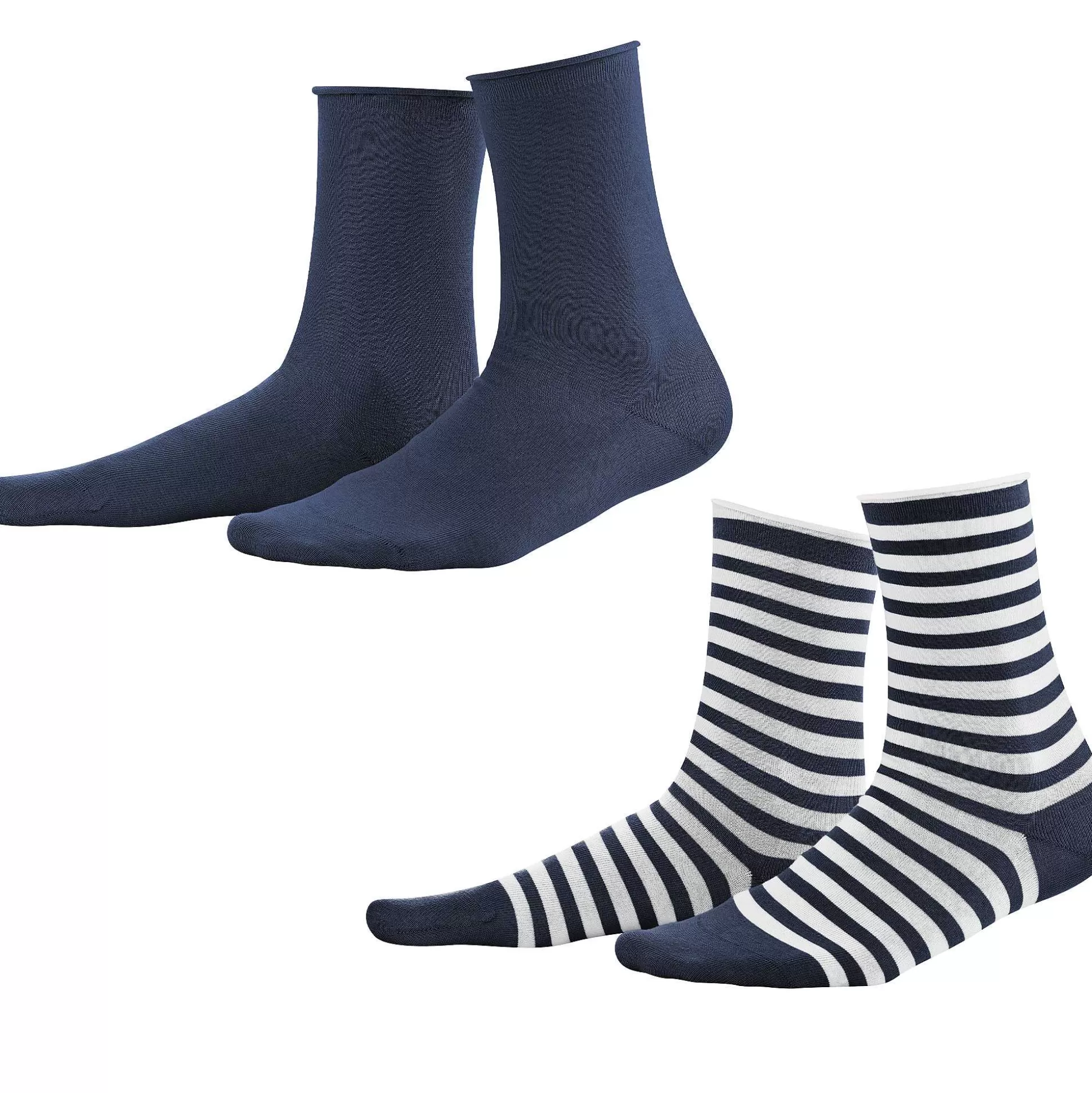 LIVING CRAFTS Alexis – Socken, 2Er-Pack Marine/Weis Discount