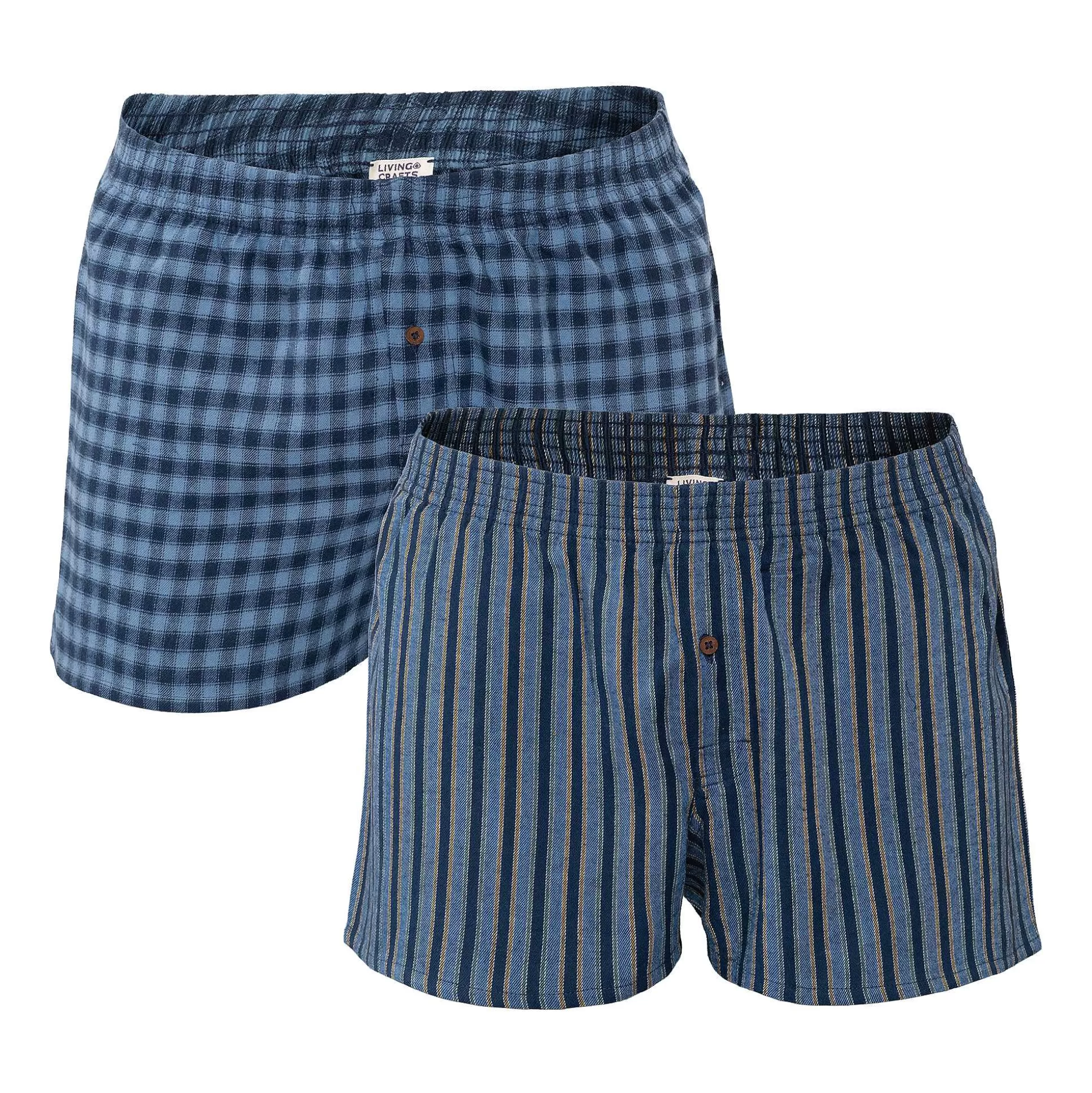 LIVING CRAFTS Boris - Boxershorts, 2Er-Pack Marine/Blauer Schatten Hot