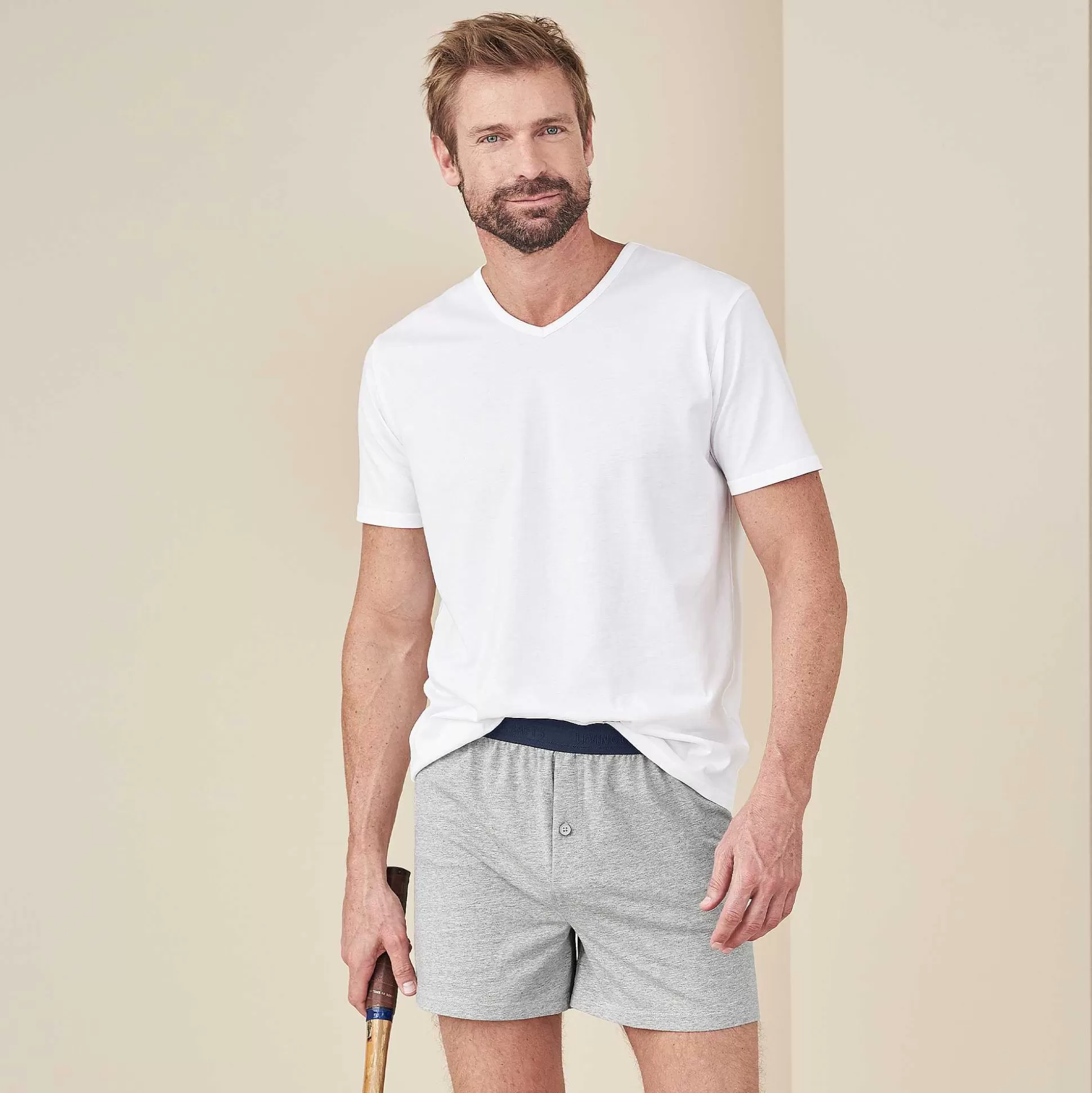 LIVING CRAFTS Ethan – Boxershorts, 2Er-Pack Steingrau Sale