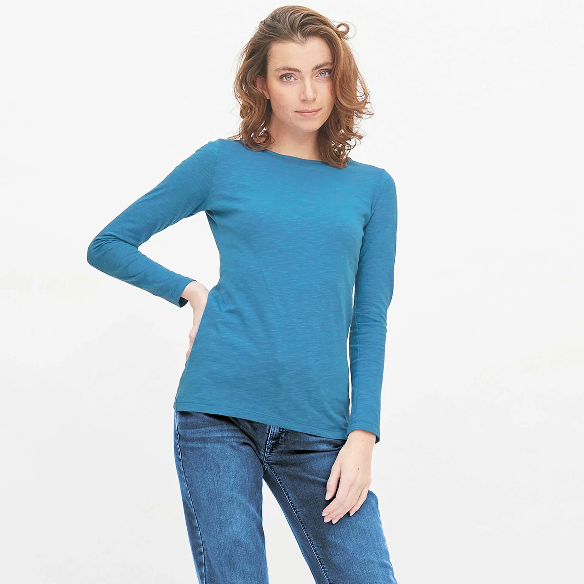 LIVING CRAFTS Hilla - Langarmshirt Retro-Blau Discount