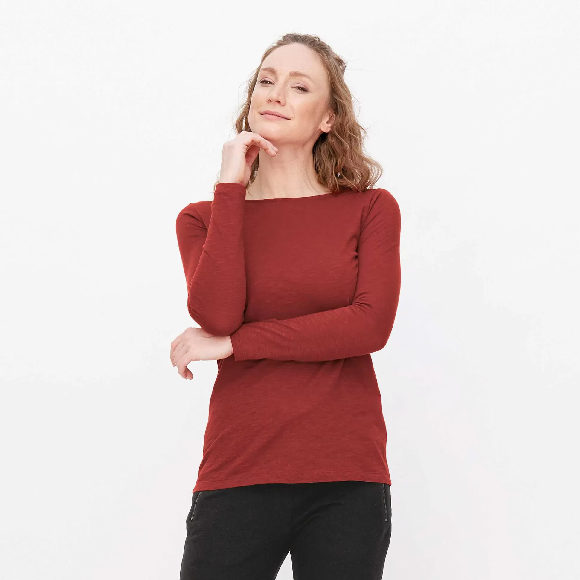 LIVING CRAFTS Hilla - Langarmshirt Verbrannter Ziegelstein Flash Sale