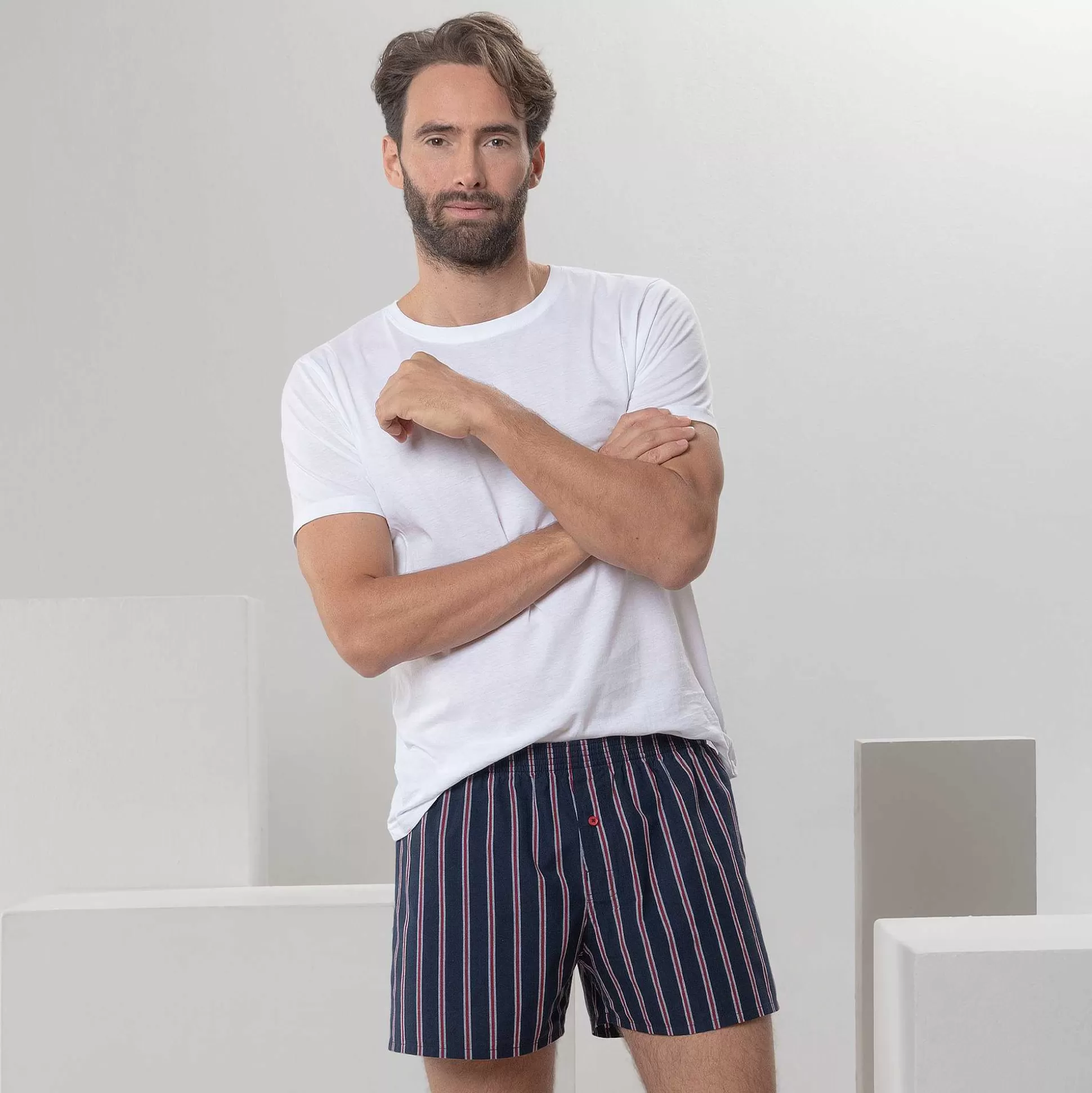 LIVING CRAFTS Keith – Boxershorts, 2Er-Pack Marine/Natur Cheap