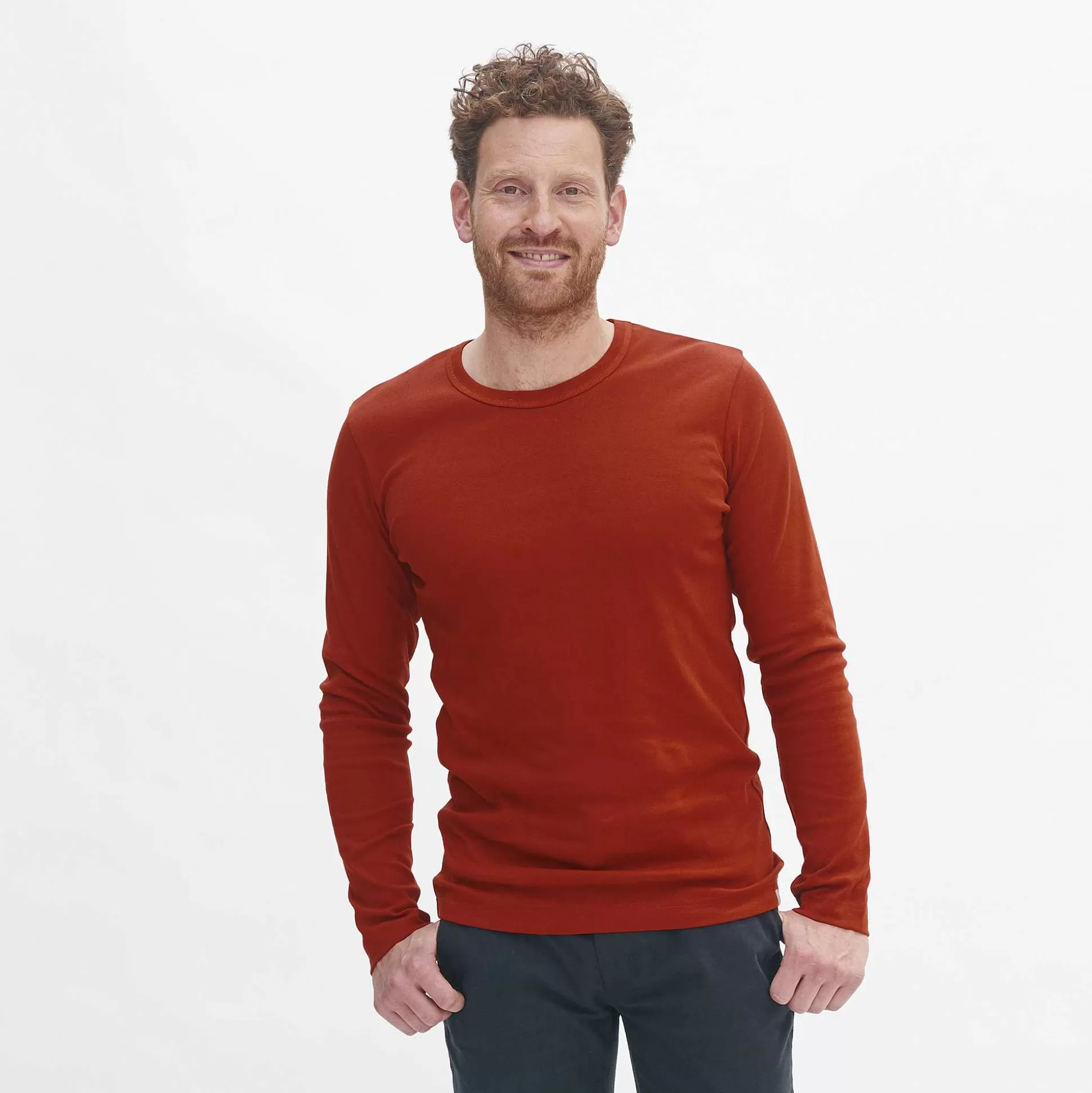 LIVING CRAFTS Leandro - Langarmshirt Verbrannter Ziegelstein Sale