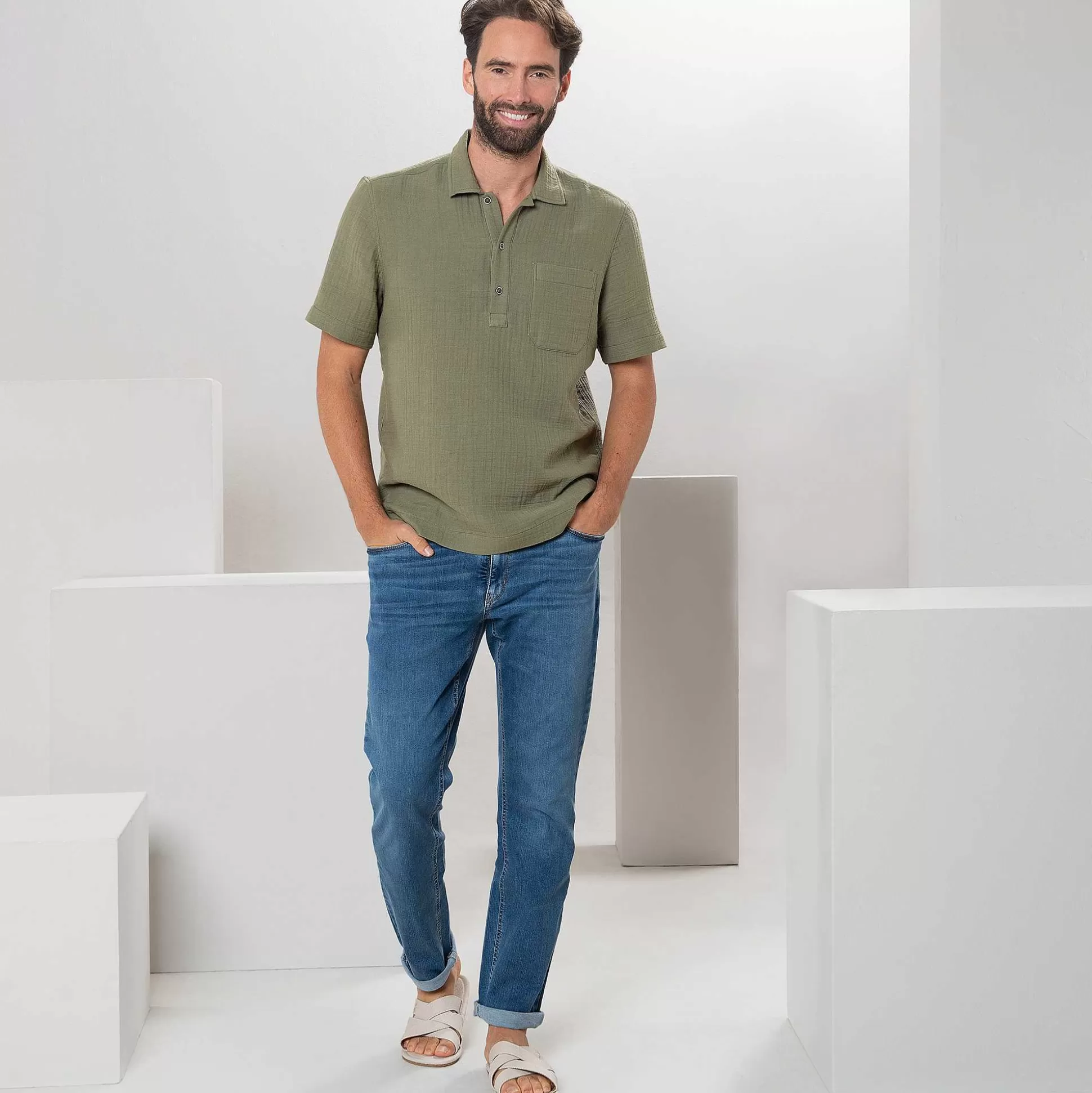 LIVING CRAFTS Miquel - Poloshirt Helles Khaki Store