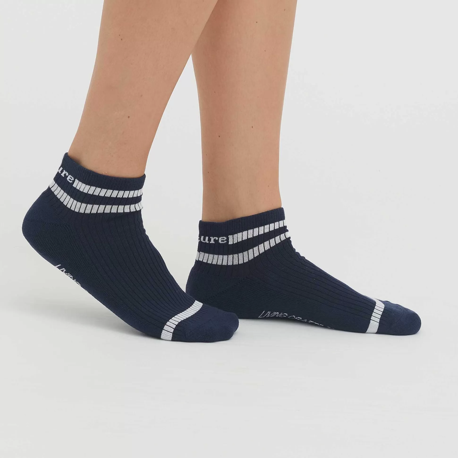 LIVING CRAFTS Orell – Hohe Sneaker-Socken, 2Er-Pack Marine/Weis Clearance