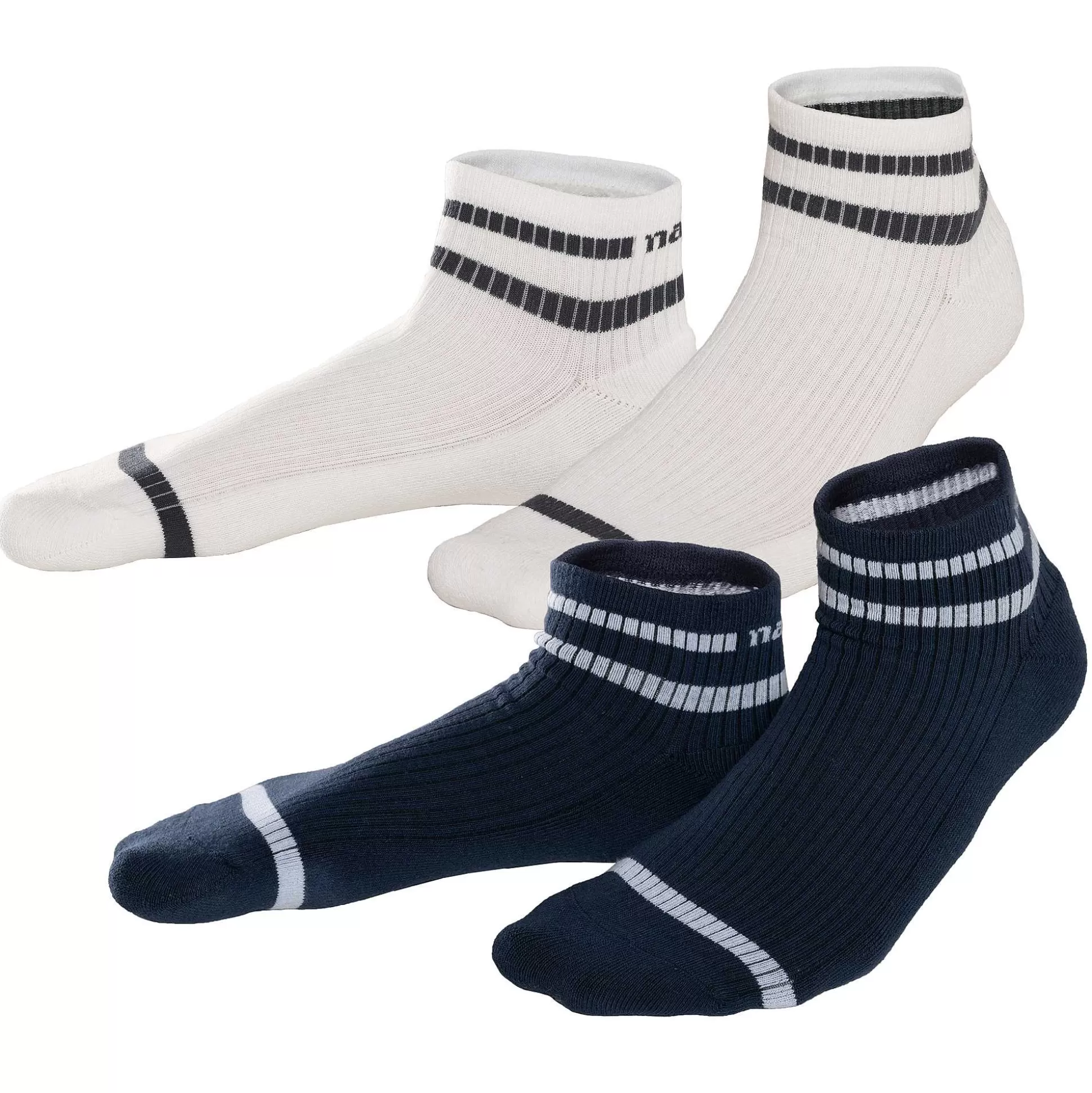 LIVING CRAFTS Orell – Hohe Sneaker-Socken, 2Er-Pack Marine/Weis Clearance