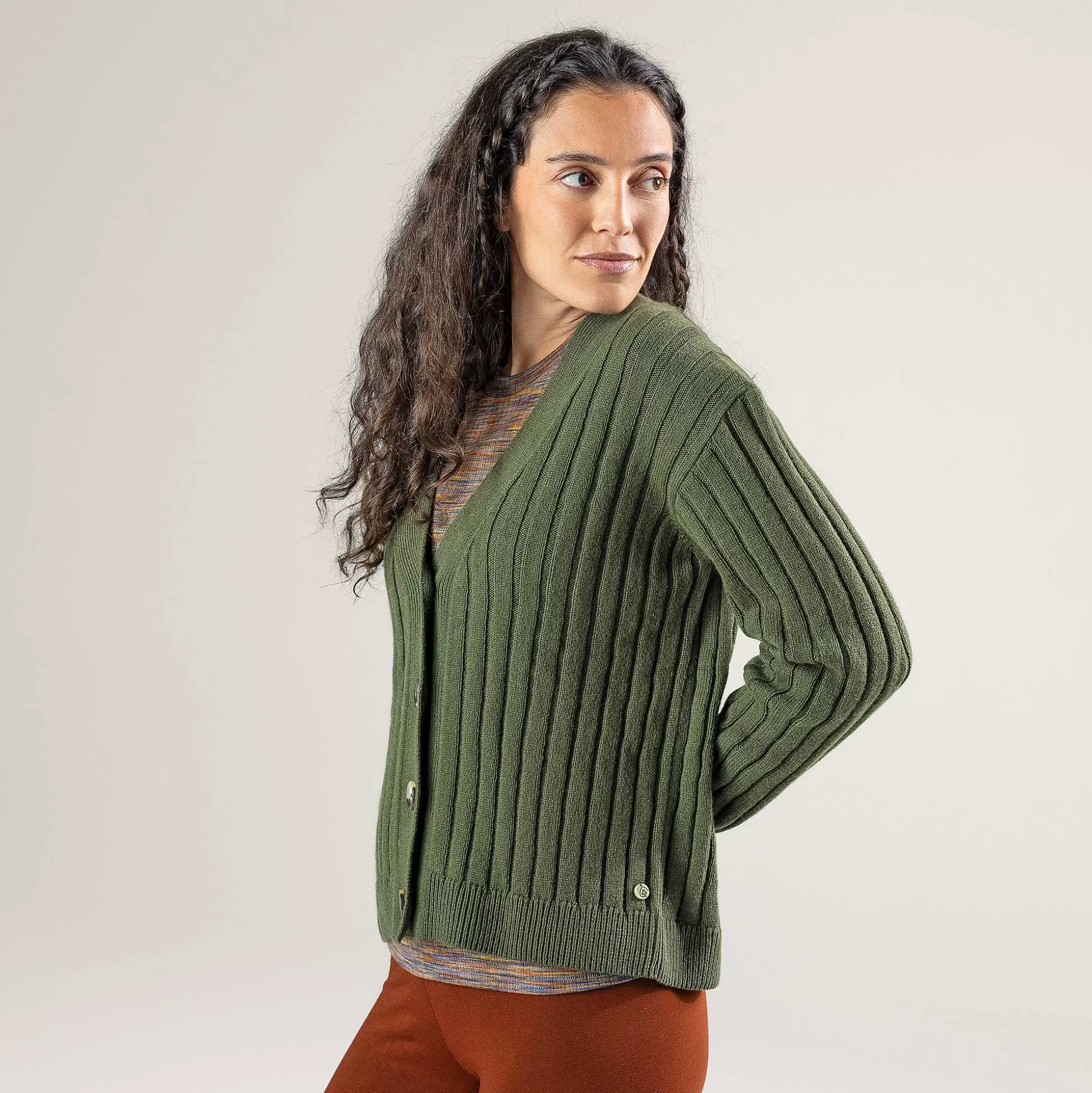 LIVING CRAFTS Pirala - Strickjacke Dunkles Oliv Outlet